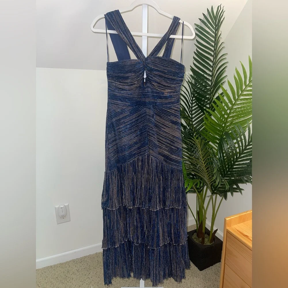 Saylor Intermix Hedi Lurex Metallic Halter‎ Midi Dress